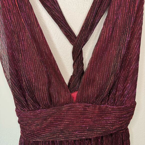 Lulus Ailey Magenta and Black Mini Dress Twist Back Skater Dress Women's Small - Picture 2 of 13